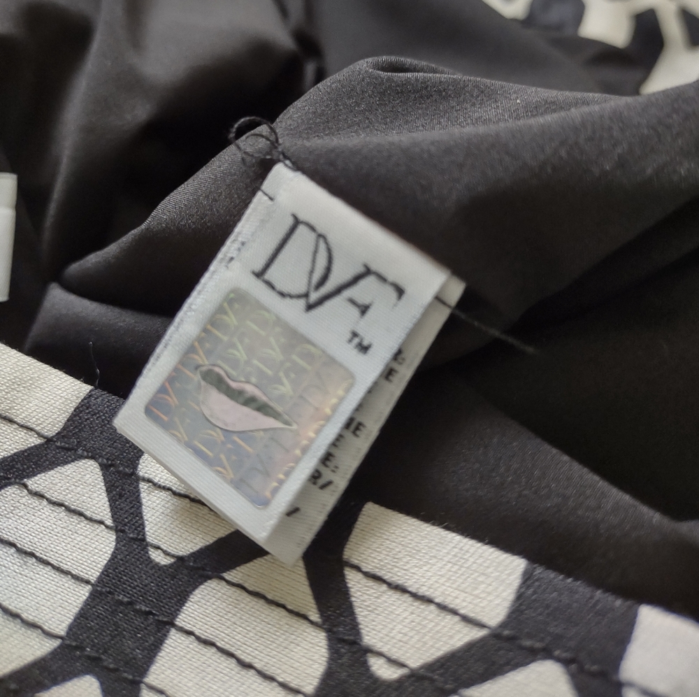 Diane Von Furstenberg runway dress corset goldtone buttons black white diamond - Picture 10 of 13